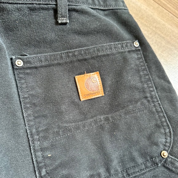 Carhartt B136-BLK Double Knee Carpenter Pants Black Canvas Loose Fit 32x32 - Picture 7 of 10